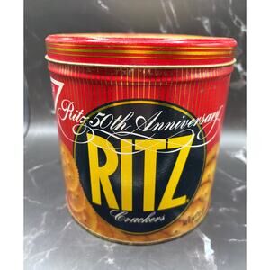 Vintage RITZ Crackers Nabisco 50th Anniversary Collector Round Tin 1934-1984
